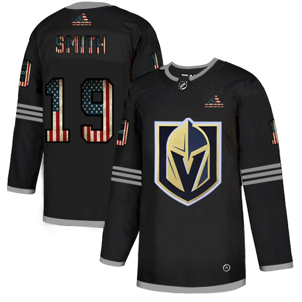 Vegas Golden Knights 19 Reilly Smith Adidas Men Black USA Flag Limited NHL Jersey